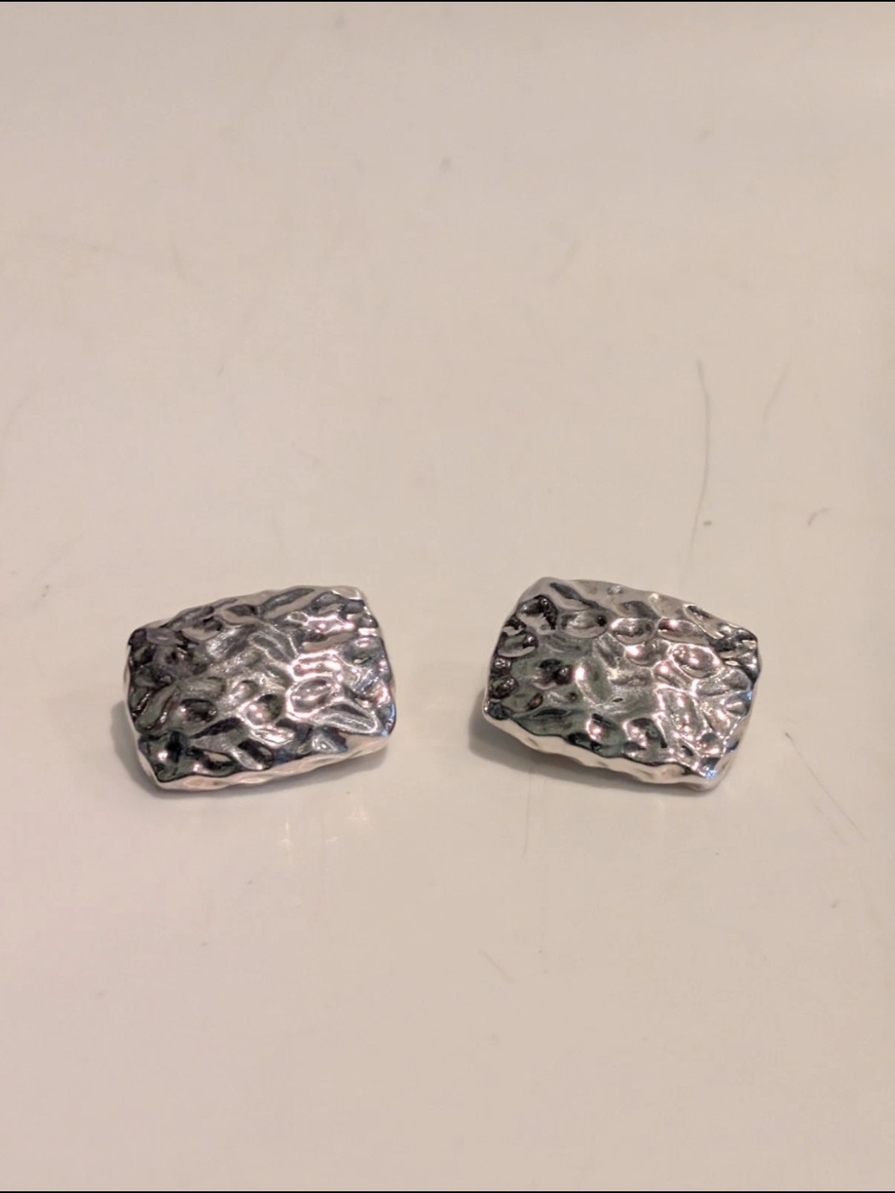Vintage SSD Stamped .925 Clip On Silver Nugget Style Earrings! Simon Sebagg